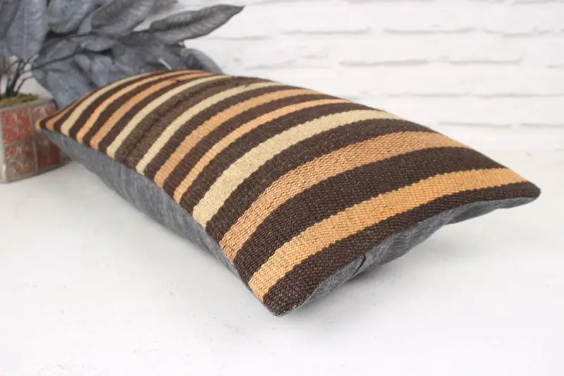 Turkish Pillow, Authentic Cushion, Pillow Sham, 12x24 Beige Pillow Cover, Vintage Kilim Pillow Cushion Cover, Vintage Kilim Pillow, Kilim Pillow - 6
