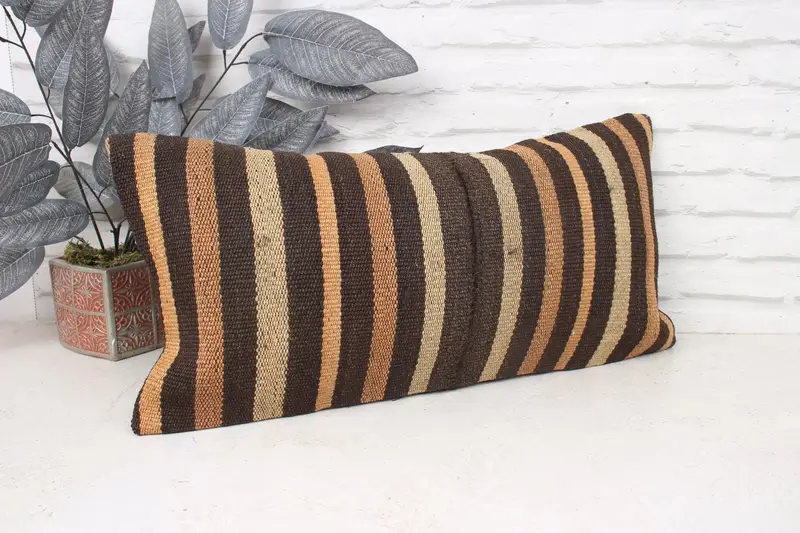 Turkish Pillow, Authentic Cushion, Pillow Sham, 12x24 Beige Pillow Cover, Vintage Kilim Pillow Cushion Cover, Vintage Kilim Pillow, Kilim Pillow - 2
