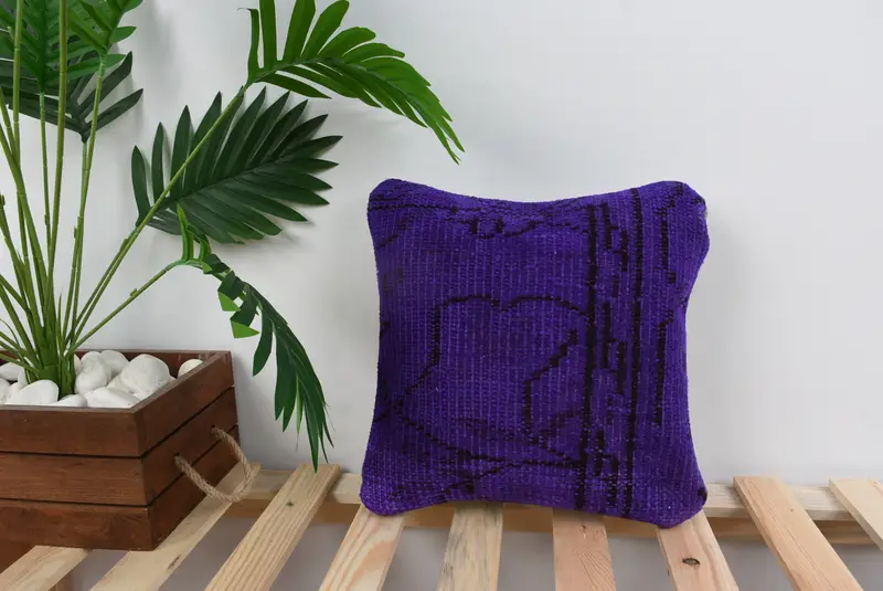 12x12 Blue Cushion Cover, Tribal Pillow, Customized Pillow, Handmade Kilim Cushion, Ethnical Kilim Rug Pillow, Pillow, Turkish Kilim Pillow - 1