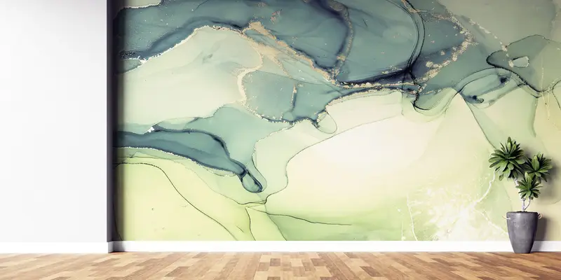 Wall Paper Peel and Stick, Paper Wall Art, Green Tones Marble Wall Art, Alcohol Ink Wall Painting, Modern Wall Paper, Marble Wall Mural, - 8