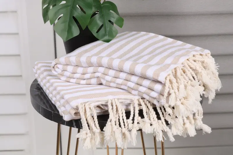 Fouta towel, 70x40 Cotton Striped Towel, Organic Turkish towel, Yoga Towel, Gift For Boyfriend, Personalized Home Gift Wedding, Cotton towel - 3