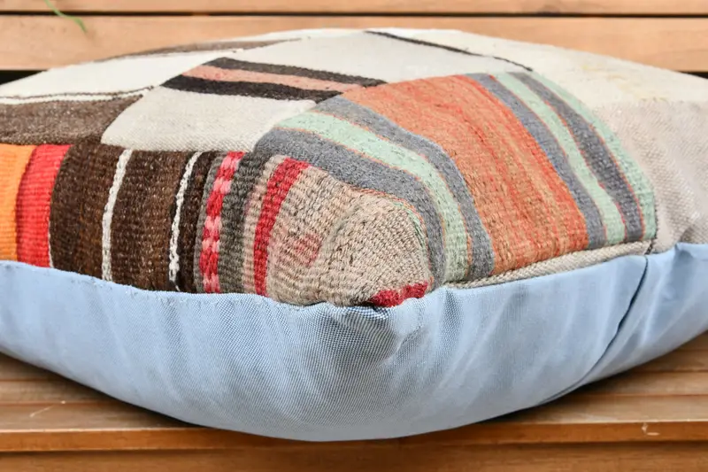 Bolster Throw Pillow Cover, 28x28 Beige Cushion Case, Turkish Kilim Pillow, Kilim Pillow Cover, Cushion, Ethnical Kilim Rug Pillow - 3