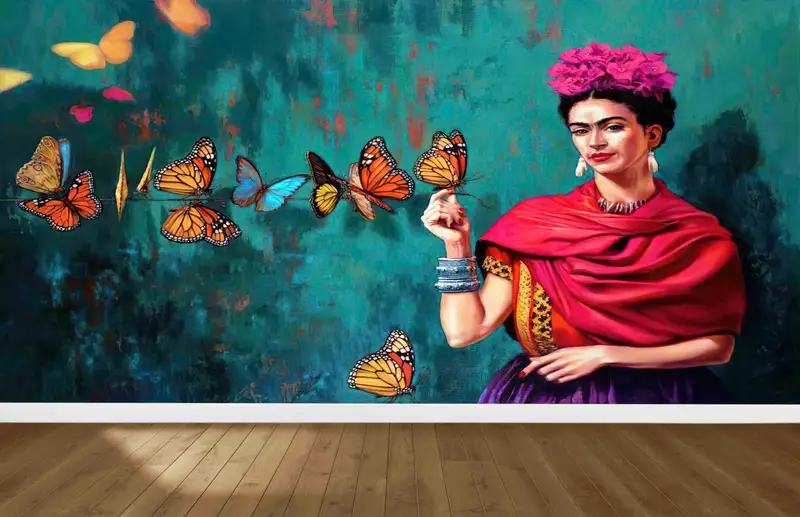 Frida Kahlo abstrakte moderne Tapete: farbenfrohes Luxusdekor