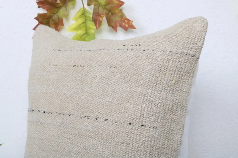 Hippie Throw Pillow Case, Kilim Pillow, Boho Pillow, 16x16 Beige Pillow Cover, Handmade Kilim Cushion, Cushion Case, Ikat Cushion Case - 5