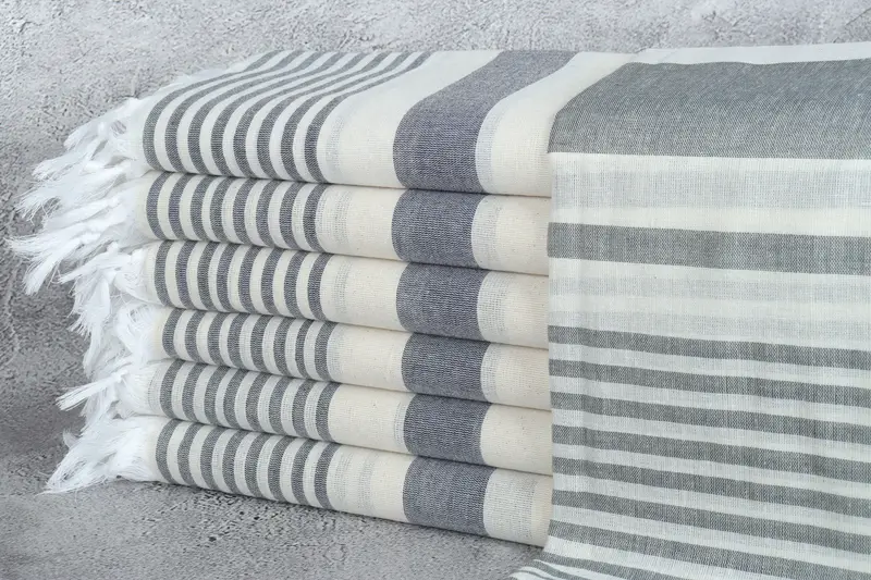 Personalized Monogrammed Dark Gray Striped Bath Towel, 40x71 Inches