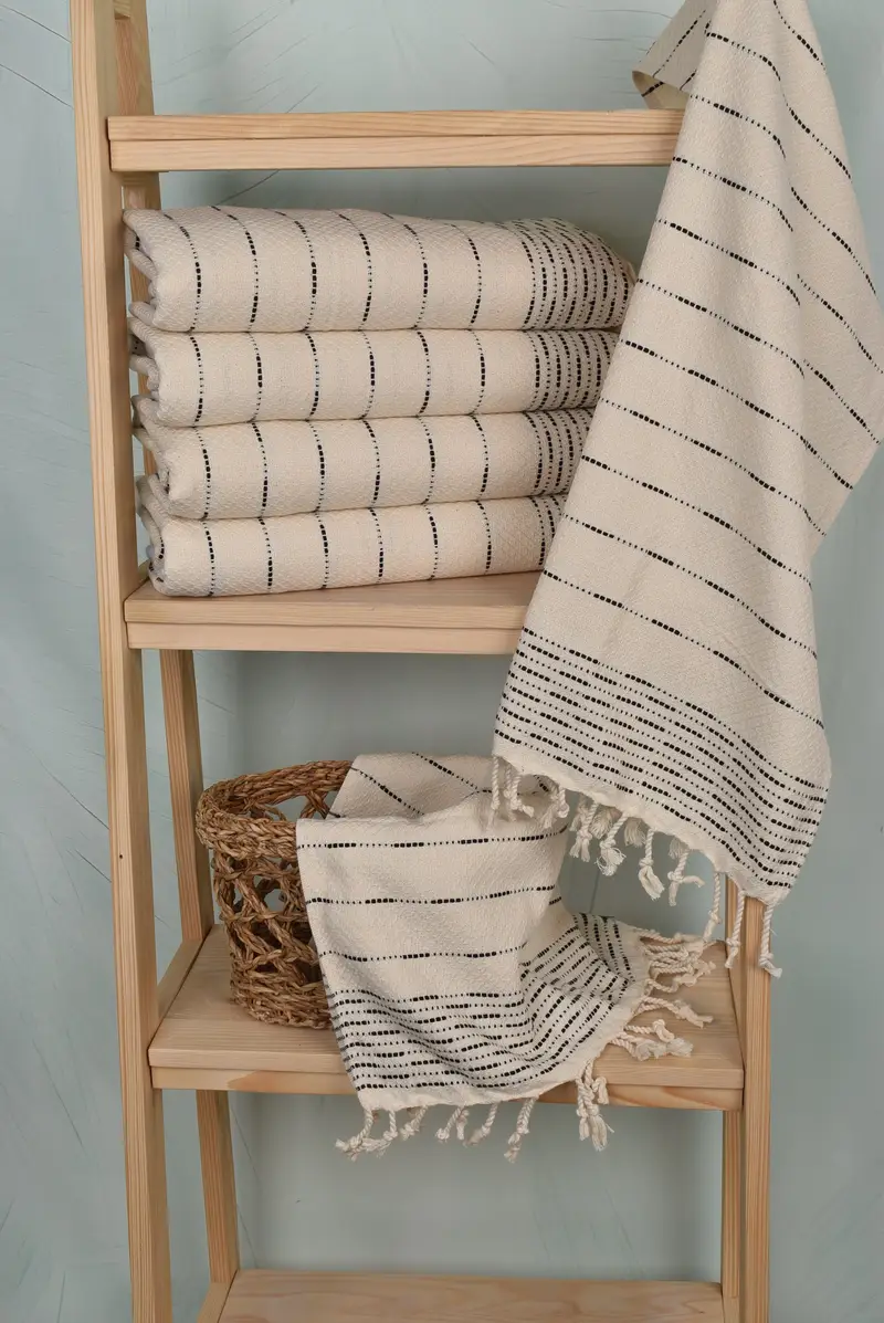 Gift For Mom, Gym Towel, Housewarming Gift, Monogrammed Hand Towel, Turkish Hand Towel, Turkish Towel Hand Towel, 36x18 Cotton Striped Design Towel - 3