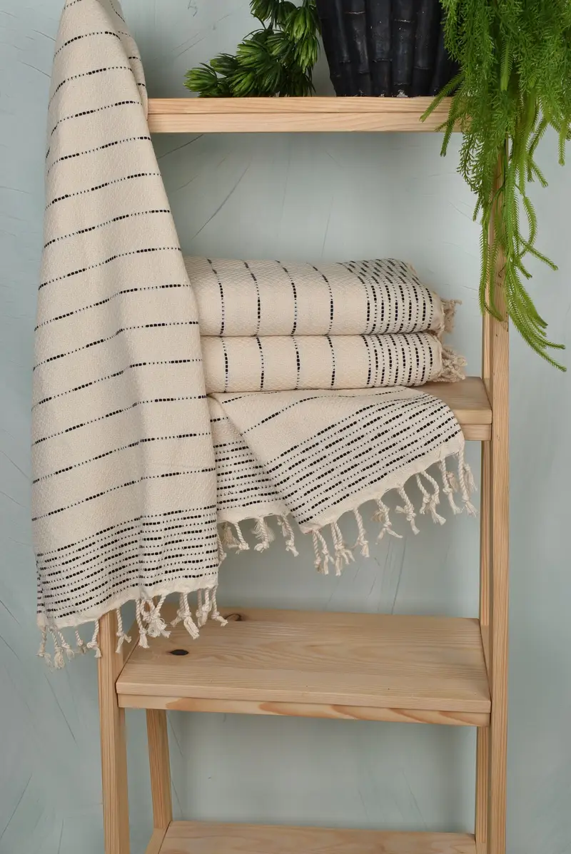 Gift For Mom, Gym Towel, Housewarming Gift, Monogrammed Hand Towel, Turkish Hand Towel, Turkish Towel Hand Towel, 36x18 Cotton Striped Design Towel - 6