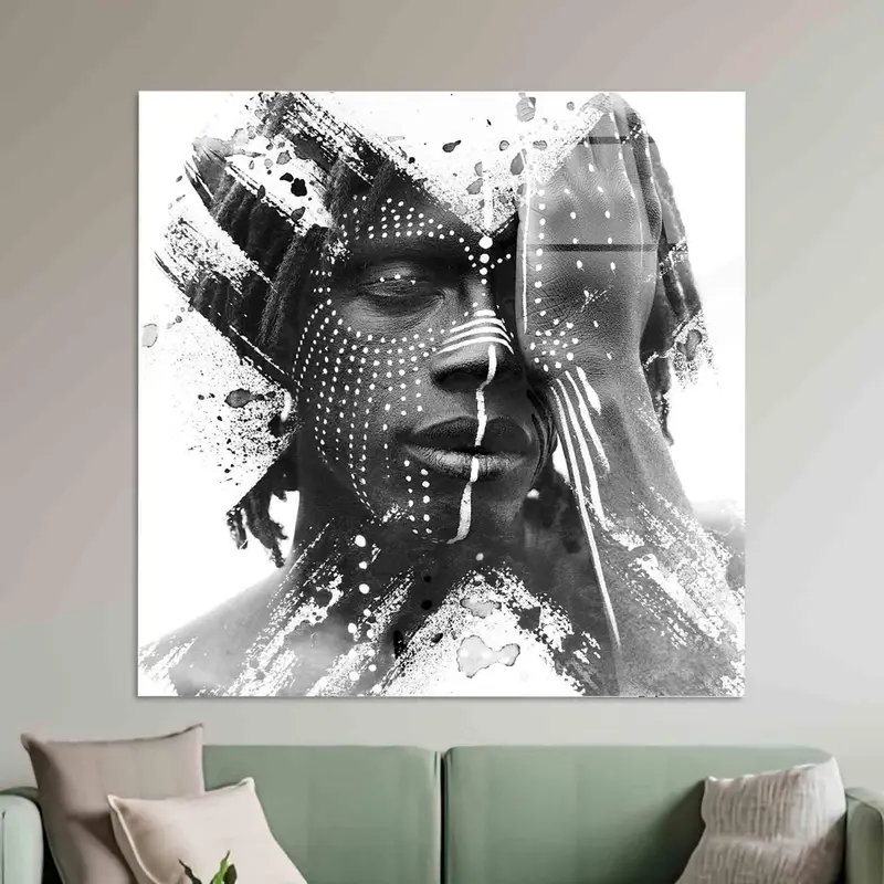 Modern Afro American Canvas Art - Elegant Black & White Print
