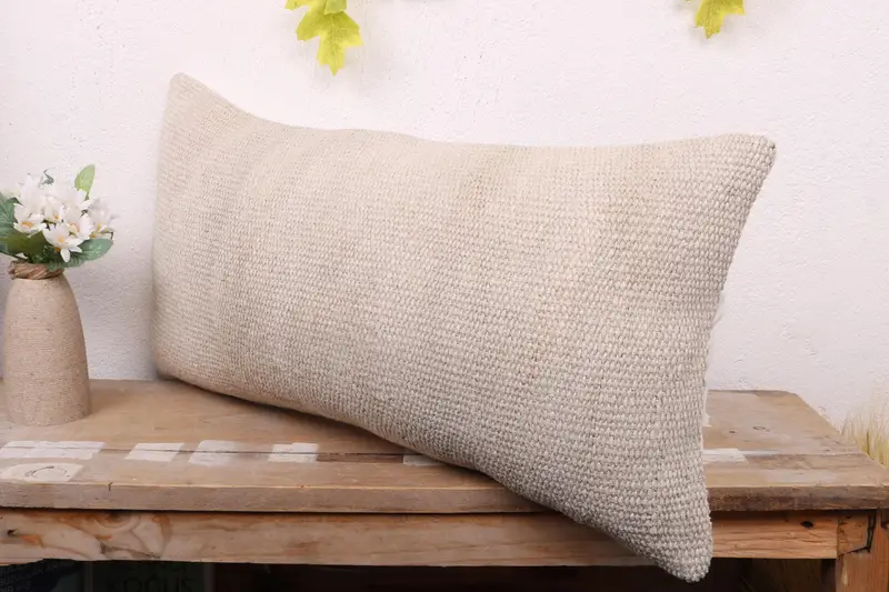 Gift Pillow, Pillow Cover, Bench Pillow Cover, 12x24 Beige Cushion Case, Pillow for Couch, Ikat Pillow Sham, Home Decor Pillow, Outdoor Pillow Sham - 4