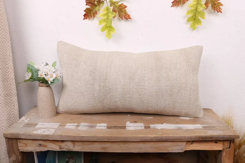 Gift Pillow, Pillow Cover, Bench Pillow Cover, 12x24 Beige Cushion Case, Pillow for Couch, Ikat Pillow Sham, Home Decor Pillow, Outdoor Pillow Sham - 1