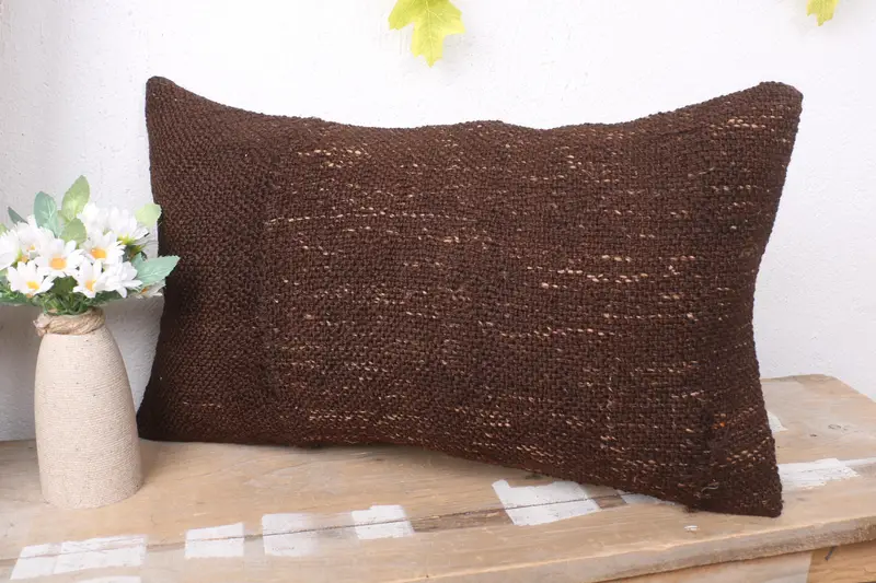 Pillow Case, Antique Pillows, Kilim Cushion Sham, Luxury Cushion Cover, Tribal Cushion Cover, 12x20 Brown Pillow, Home Decor Pillow - 4