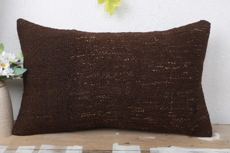 Pillow Case, Antique Pillows, Kilim Cushion Sham, Luxury Cushion Cover, Tribal Cushion Cover, 12x20 Brown Pillow, Home Decor Pillow - 2