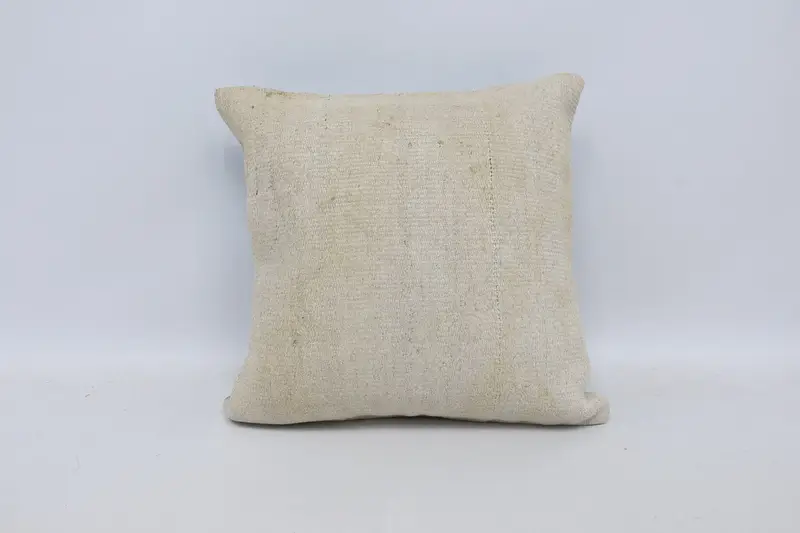 18x18 White Cushion Cover, Sofa Pillow Case, Throw Kilim Pillow, Handmade Rug Seat Pillow Cover, Kilim Pillow, Turkish Pillow, Cushion Cover - 1