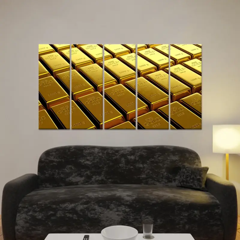 Gold Canvas Art,  Golden Wall Decor, Office Art Decor, Man Cave, Luxury Wall Art,  Gold Lover Gift, Canvas Wall Art, Wall Hanging Art, - 6