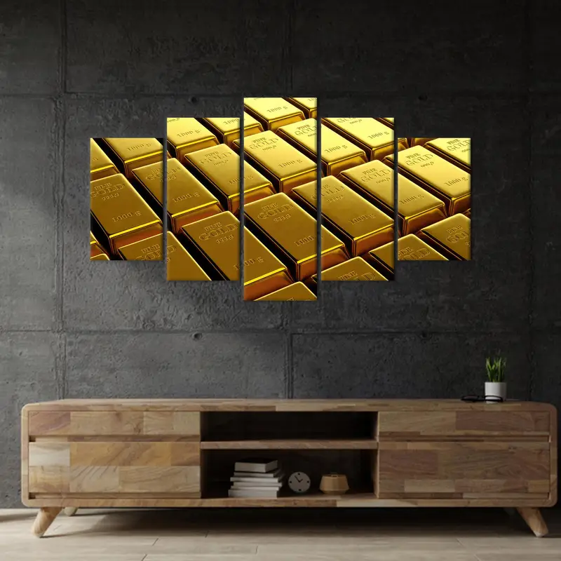 Gold Canvas Art,  Golden Wall Decor, Office Art Decor, Man Cave, Luxury Wall Art,  Gold Lover Gift, Canvas Wall Art, Wall Hanging Art, - 4