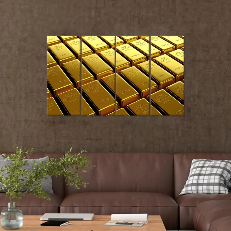 Gold Canvas Art,  Golden Wall Decor, Office Art Decor, Man Cave, Luxury Wall Art,  Gold Lover Gift, Canvas Wall Art, Wall Hanging Art, - 3