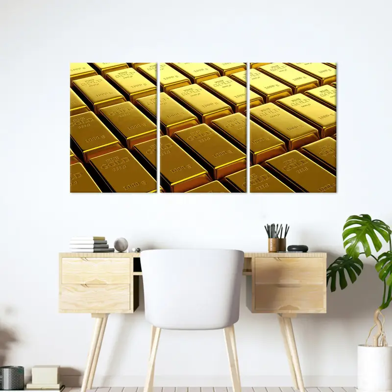 Gold Canvas Art,  Golden Wall Decor, Office Art Decor, Man Cave, Luxury Wall Art,  Gold Lover Gift, Canvas Wall Art, Wall Hanging Art, - 2