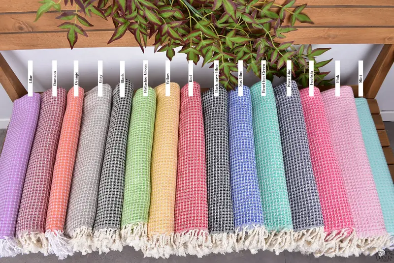 Fitnesshandtuch, Hammam -Handtuch, Sommertuch, Brautjungfernhandtuch, Hochzeitsgeschenk, Junggesellenpartygeschenke, 68x36 Bambus Waffelhandtuch, türkisches Handtuch Volumen - 2