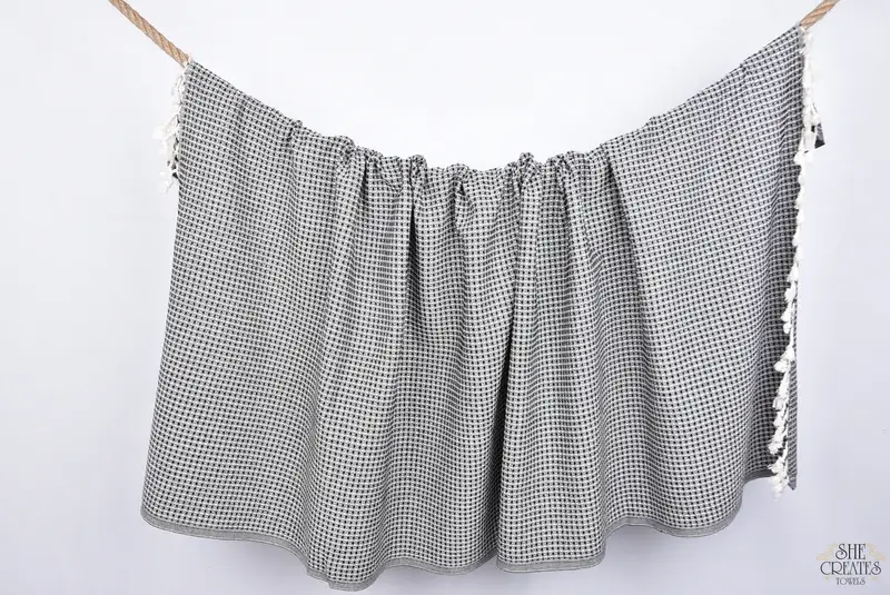 Fitnesshandtuch, Hammam -Handtuch, Sommertuch, Brautjungfernhandtuch, Hochzeitsgeschenk, Junggesellenpartygeschenke, 68x36 Bambus Waffelhandtuch, türkisches Handtuch Volumen - 8
