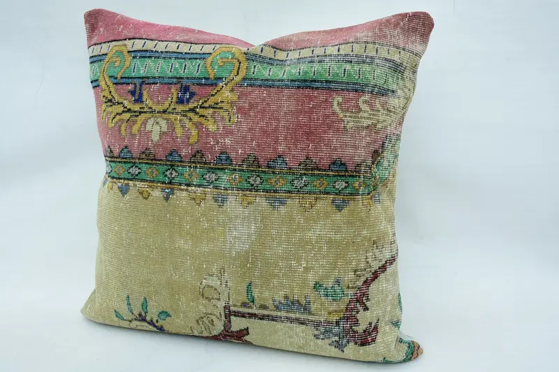 32x32 Beige Pillow, Kilim Cushion Sham, Sofa Pillow Sham, Throw Kilim Pillow, Luxury Pillow Case, Turkish Kilim Pillow, Pillow Cover - 3