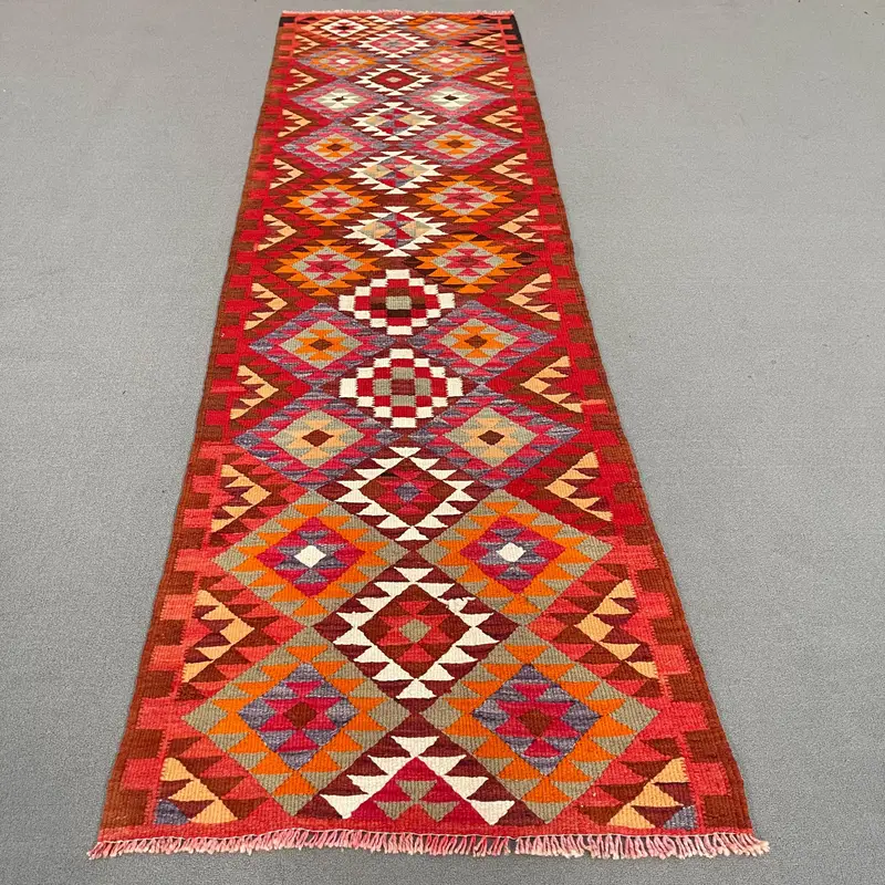 Kırmızı Hayvan Baskılı Halı, 2,9x10,2 ft Canlı Dekor