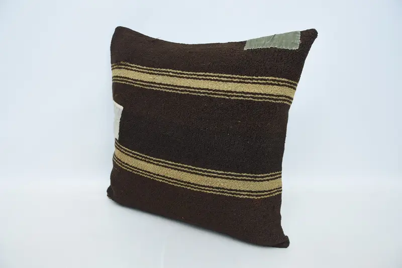 24x24 Brown Pillow, Pillow Sham, Antique Pillows, Vintage Pillow, Bed Cushion, Customized Cushion Cover, Ethnical Kilim Rug Pillow, Colorful Cushion - 4