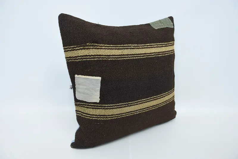 24x24 Brown Pillow, Pillow Sham, Antique Pillows, Vintage Pillow, Bed Cushion, Customized Cushion Cover, Ethnical Kilim Rug Pillow, Colorful Cushion - 3