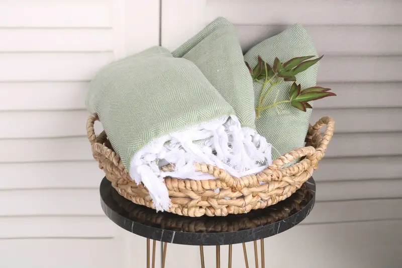 Turkish Towel Hand Towel, Monogram Hand Towel, Organic Tea Towel, Customized Towels, Personalized Dish Towel, 36x18 Cotton Herringbone Towel - 5