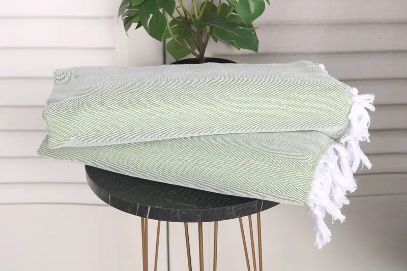 Turkish Towel Hand Towel, Monogram Hand Towel, Organic Tea Towel, Customized Towels, Personalized Dish Towel, 36x18 Cotton Herringbone Towel - 3