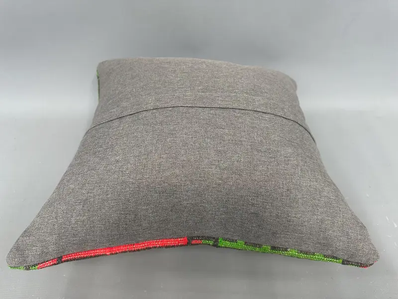 Vintage Kilim Throw Pillow, Pillow for Couch, Bench Pillow Sham, Boho Chic Pillow Case, Cushion, Gift Pillow, 18x18 Green Pillow Sham - 7