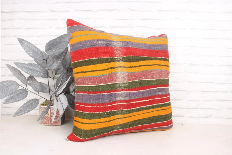 Boho Pillow, Boho Pillow Sham Cover, Cushion Case, Pillow for Sofa, Southwestern Pillow Case, Rustic Cushion Case, 24x24 Red Cushion Case - 3