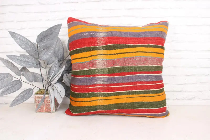 Boho Pillow, Boho Pillow Sham Cover, Cushion Case, Pillow for Sofa, Southwestern Pillow Case, Rustic Cushion Case, 24x24 Red Cushion Case - 1