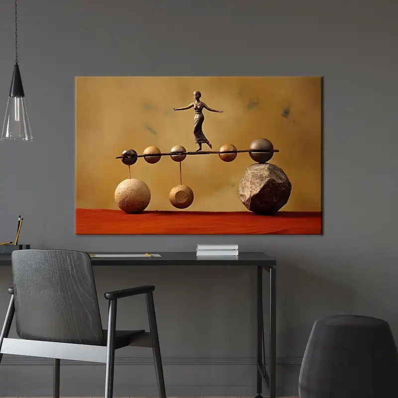 エレガントな抽象的な女性キャンバス: オフィス アート バランス プリント