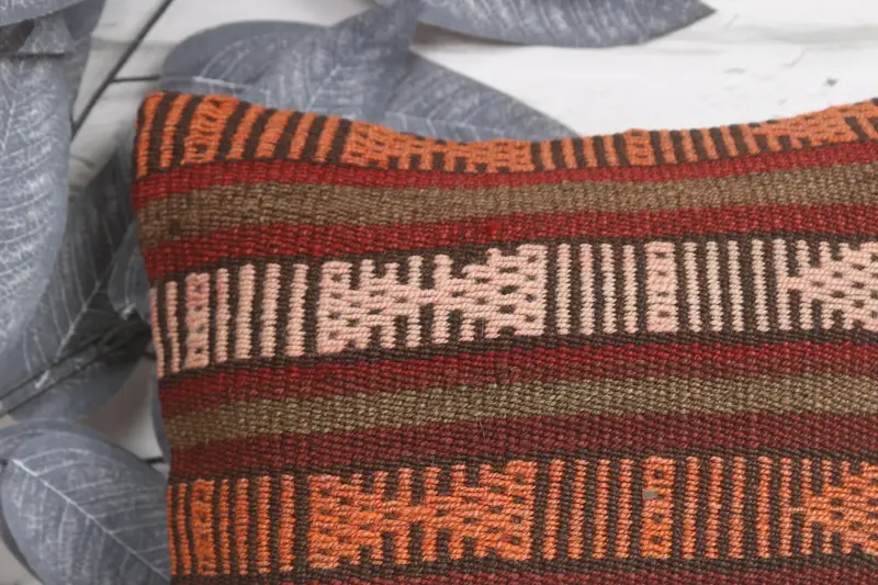 Outdoor Throw Pillow Sham, Kilim Pillow Cover, Pillow for Sofa, Turkish Pillow, 12x12 Red Pillow Cover, Pillow Cover, Boho Chic Cushion Cover - 2