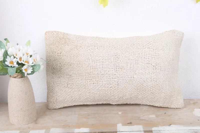 Boho Pillow Sham Cover, Retro Pillow Sham, Handmade Kilim Cushion, Kilim Cushion Sham, 8x16 White Pillow Cover, Pillow, Pet Pillow Case - 2