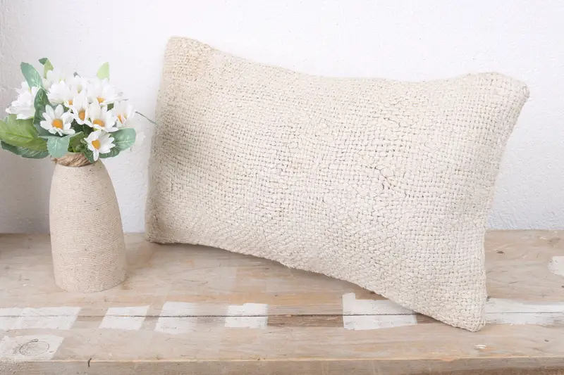 Boho Pillow Sham Cover, Retro Pillow Sham, Handmade Kilim Cushion, Kilim Cushion Sham, 8x16 White Pillow Cover, Pillow, Pet Pillow Case - 4