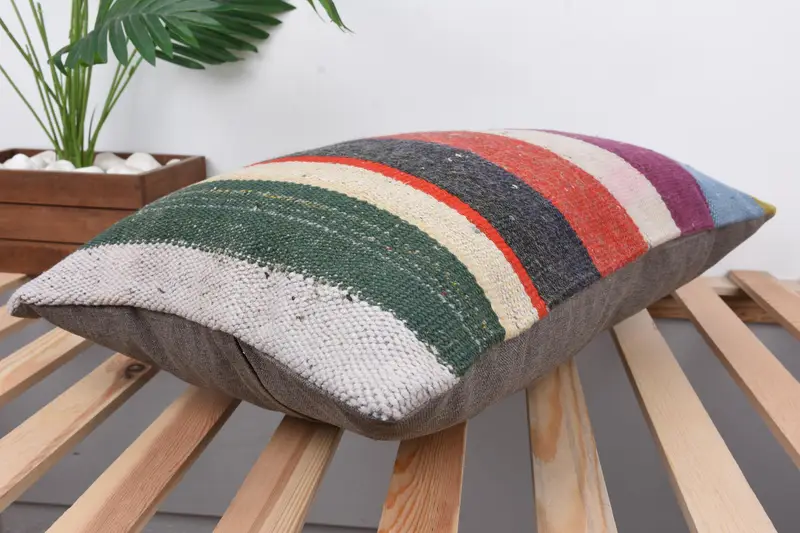 Vintage Kilim Throw Pillow, 16x24 Red Pillow, Pillow, Oriental Cushion Case, Boho Pillow Sham Cover, Handmade Kilim Cushion, Sofa Pillow Cover - 6