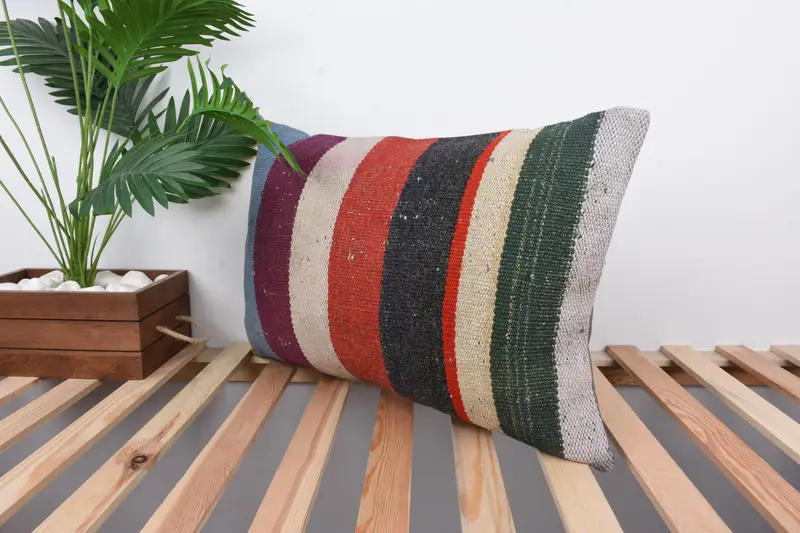 Vintage Kilim Throw Pillow, 16x24 Red Pillow, Pillow, Oriental Cushion Case, Boho Pillow Sham Cover, Handmade Kilim Cushion, Sofa Pillow Cover - 5
