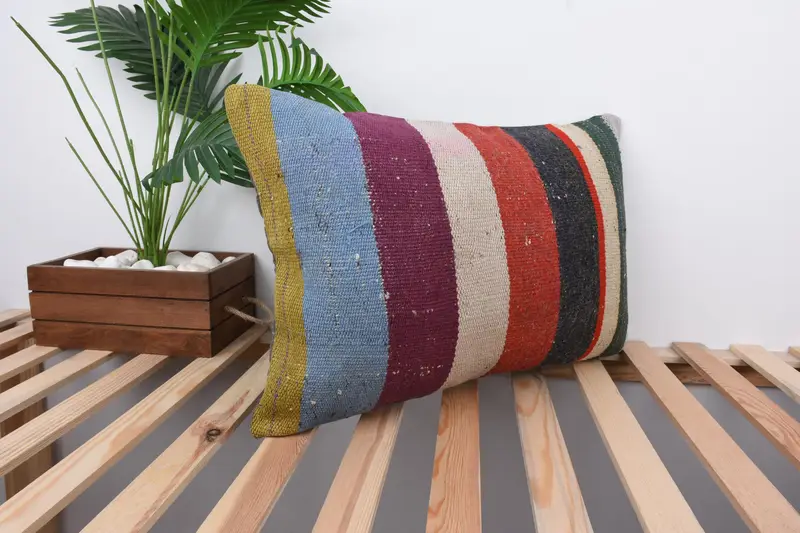 Vintage Kilim Throw Pillow, 16x24 Red Pillow, Pillow, Oriental Cushion Case, Boho Pillow Sham Cover, Handmade Kilim Cushion, Sofa Pillow Cover - 4