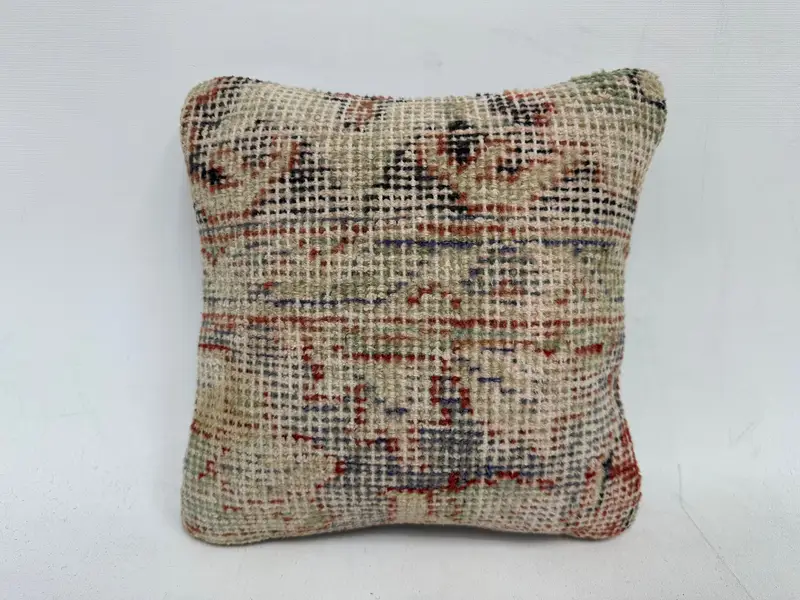 Pillow Sham, Outdoor Throw Cushion Case, Pattern Throw Cushion, Turkish Kilim Pillow, 12x12 Blue Pillow Sham, Pillow for Sofa, Pillow for Couch - 1