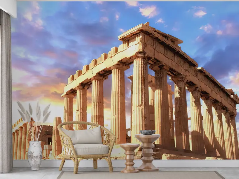 Zamansız Dekor için Parthenon'dan Esinlenen Zarif Yunan Baskılı Duvar Kağıdı