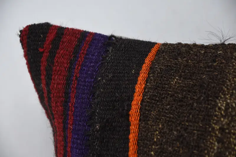 Handwoven Pillow Cover Cushion, Kilim Rug Cushion Cover, 12x24 Brown Cushion, Kilim Pillow Cover, Home Decor Pillow, Vintage Pillow, Pillow Case - 2