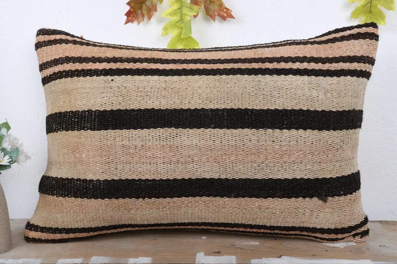 Crochet Pattern Pillow Cover, Hippie Throw Pillow Case, Pillow Sham, Boho Pillow Sham Cover, Kilim Cushion Sham, 16x24 Beige Cushion, Turkish Pillow - 2