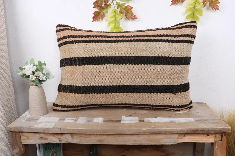 Crochet Pattern Pillow Cover, Hippie Throw Pillow Case, Pillow Sham, Boho Pillow Sham Cover, Kilim Cushion Sham, 16x24 Beige Cushion, Turkish Pillow - 1