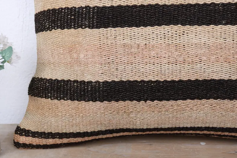Crochet Pattern Pillow Cover, Hippie Throw Pillow Case, Pillow Sham, Boho Pillow Sham Cover, Kilim Cushion Sham, 16x24 Beige Cushion, Turkish Pillow - 3