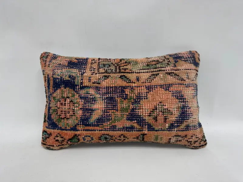 Vintage Kilim Pillow, Cushion, Vintage Kilim Pillow Cushion Case, Kilim Pillow, Vintage Pillow, 12x20 Blue Cushion - 1