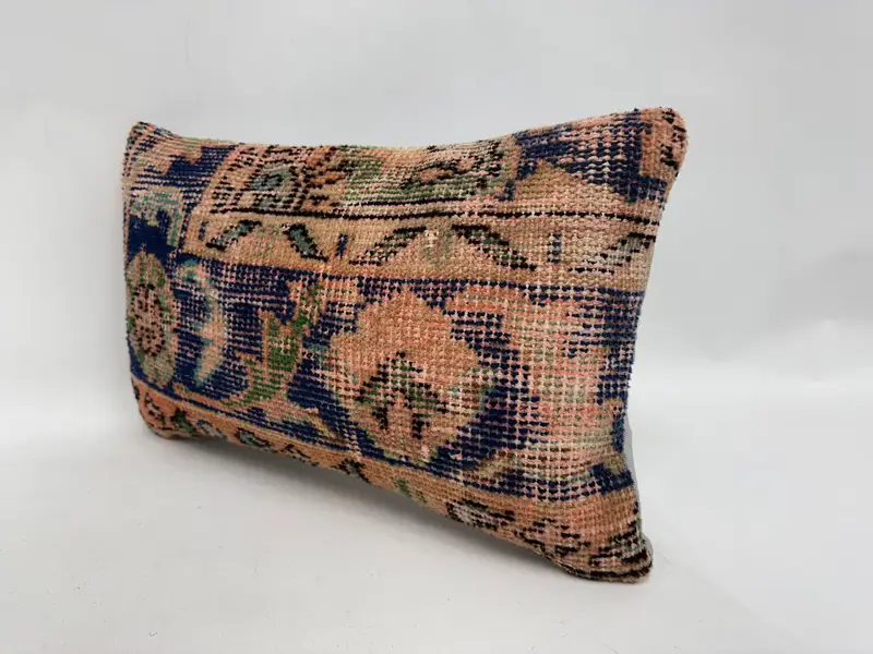 Vintage Kilim Pillow, Cushion, Vintage Kilim Pillow Cushion Case, Kilim Pillow, Vintage Pillow, 12x20 Blue Cushion - 4