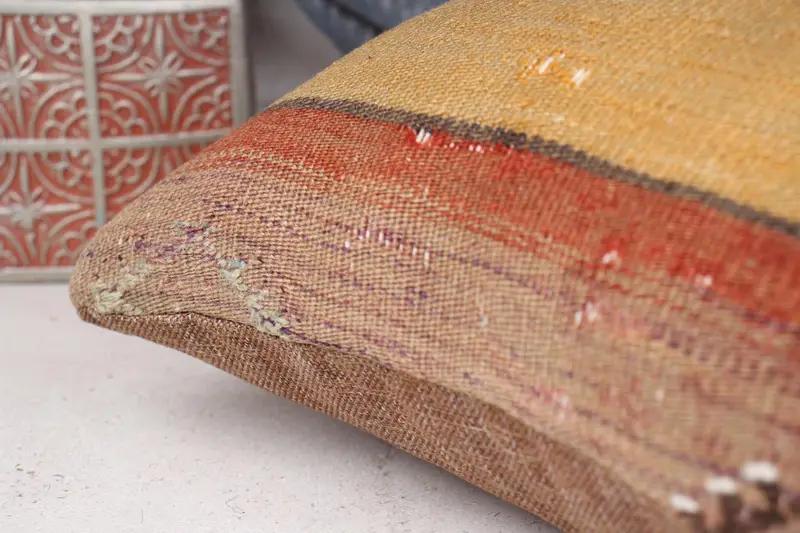 Aesthetic Pillow Case, Outdoor Pillow, Kilim Pillow, 14x14 Orange Pillow, Aztec Cushion Case, Turkish Pillow, Pillow Cover, Vintage Pillow - 7