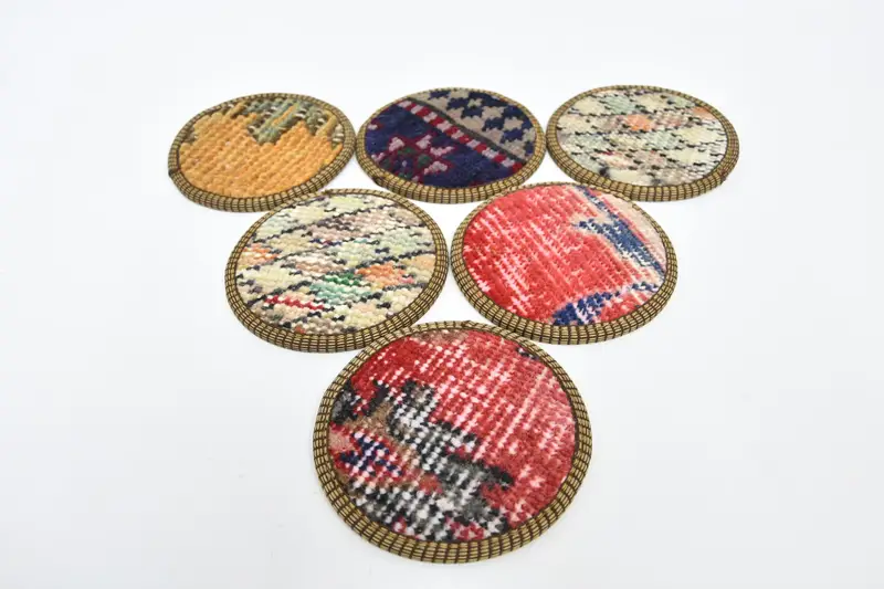 Posavasos rojos y amarillos, posavasos de alfombra antideslizante