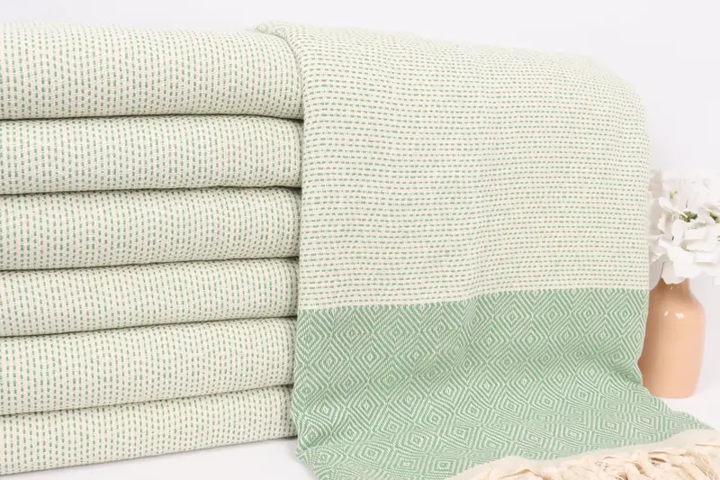 Boho Throw Blankets, Turkish Blanket Throw, 104x80 Cotton Diamond Towel, Personalized Gifts, Organic Throw, Wedding Gift, Bachelorette Party Favors - 2